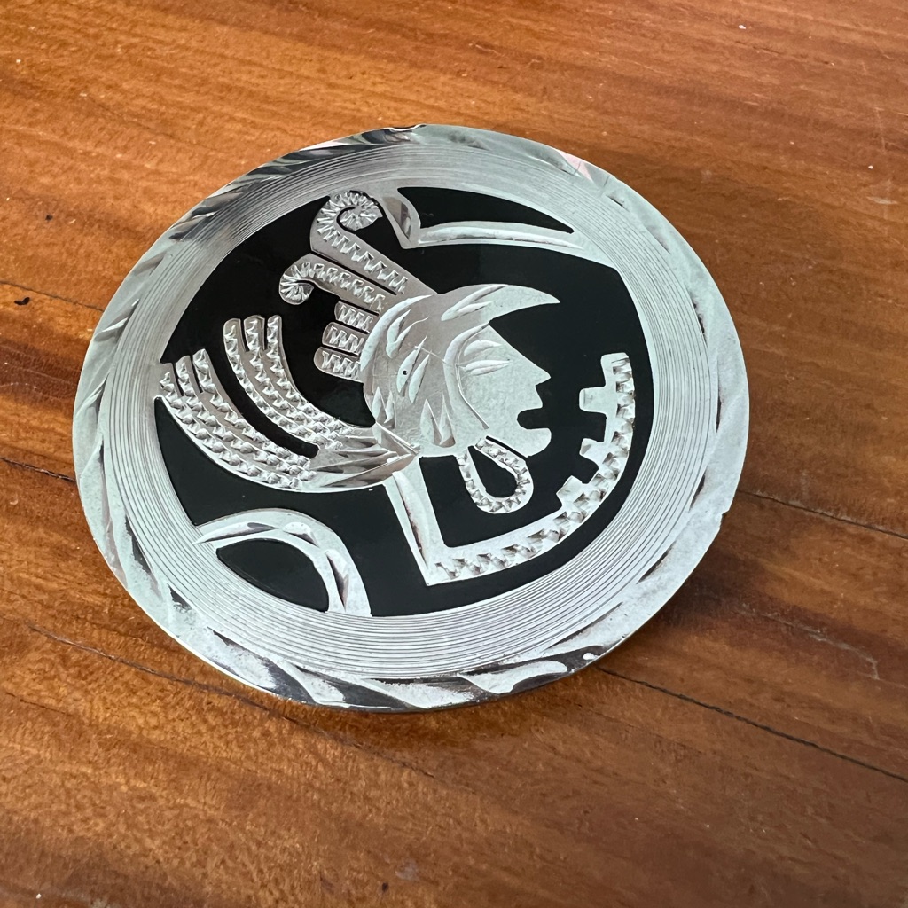 Mexico 925 Sterling Silver - Vintage Warrior Brooch Pin Aztec Mayan Headdress 2